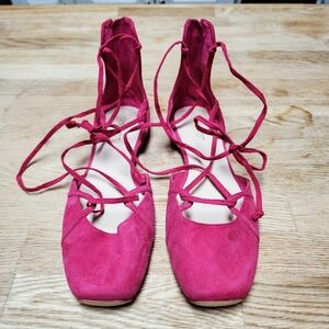Women's Nine West Pink Leather Ballet Flats, 8.5